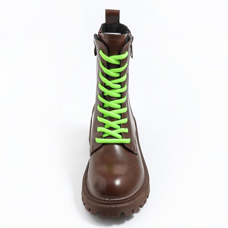VSUDO 51" Oval Neon Green Shoe Laces for Sneakers, Half Round Athletic Basketball Shoelaces, Running Sport Shoestrings [1 Pair-Neon Green-130CM] - Image 3